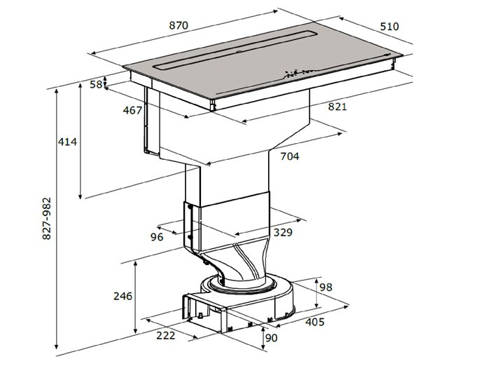 90 cm Inductiekookplaat met werkbladafzuiging | Bertazzoni